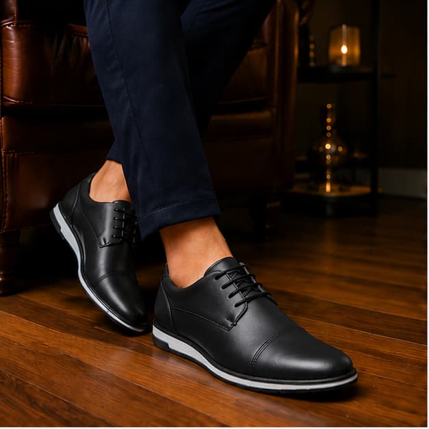 ual Elegante Confortável CadSapato Social Oxford Masculino Casarço Solado Emborrachado Leve Premium