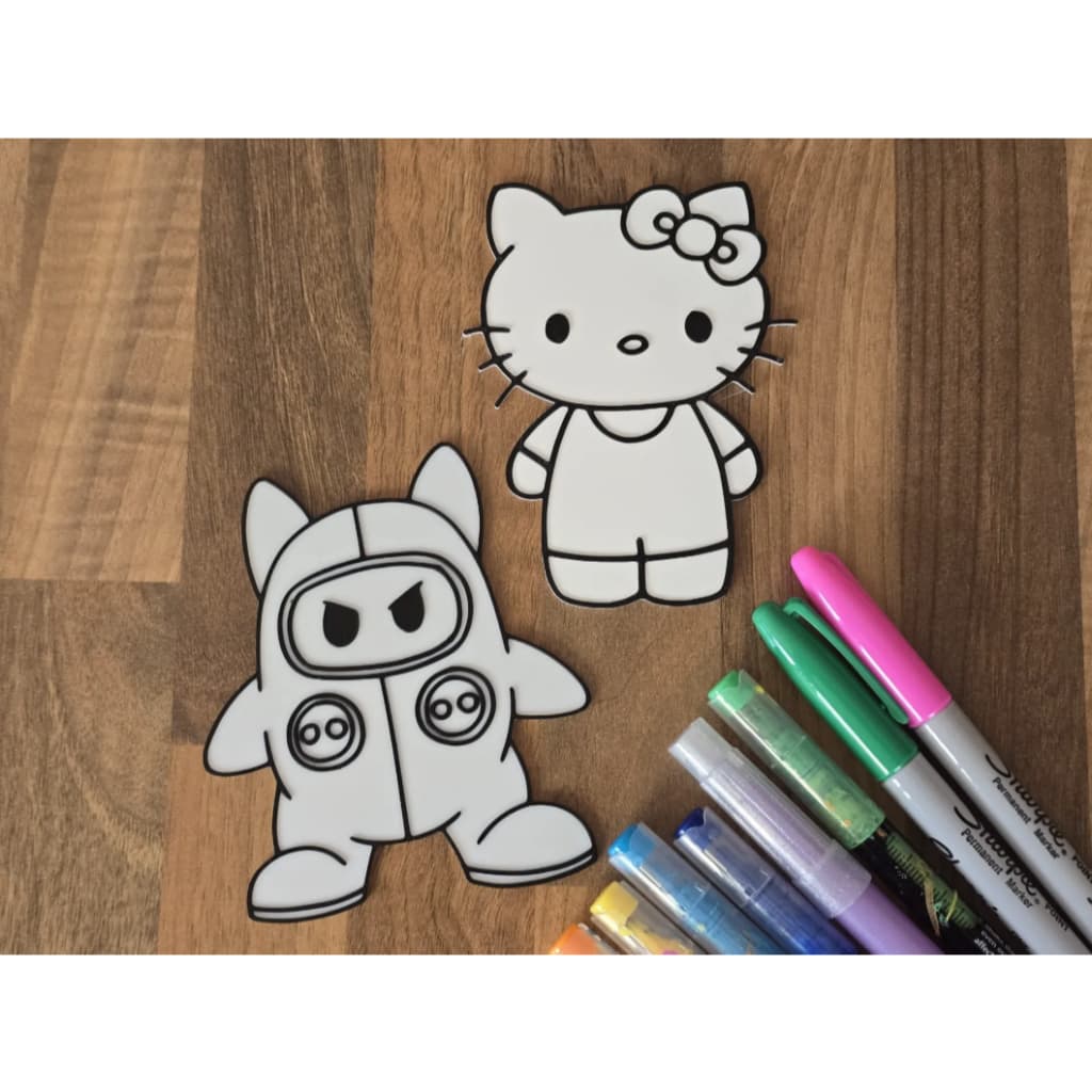 placas 3D para colorir hello ketty