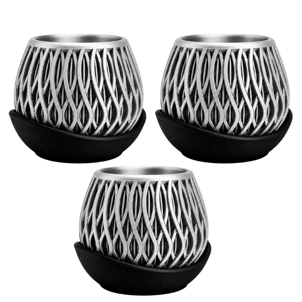 Conjunto 3 Vasos com Prato de Drenagem para Flores e Plantas de Mesa Decorativo de Diversas Cores