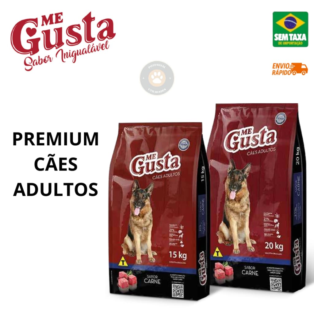 Ração Premium Me Gusta Cães Adultos Sabor Carne