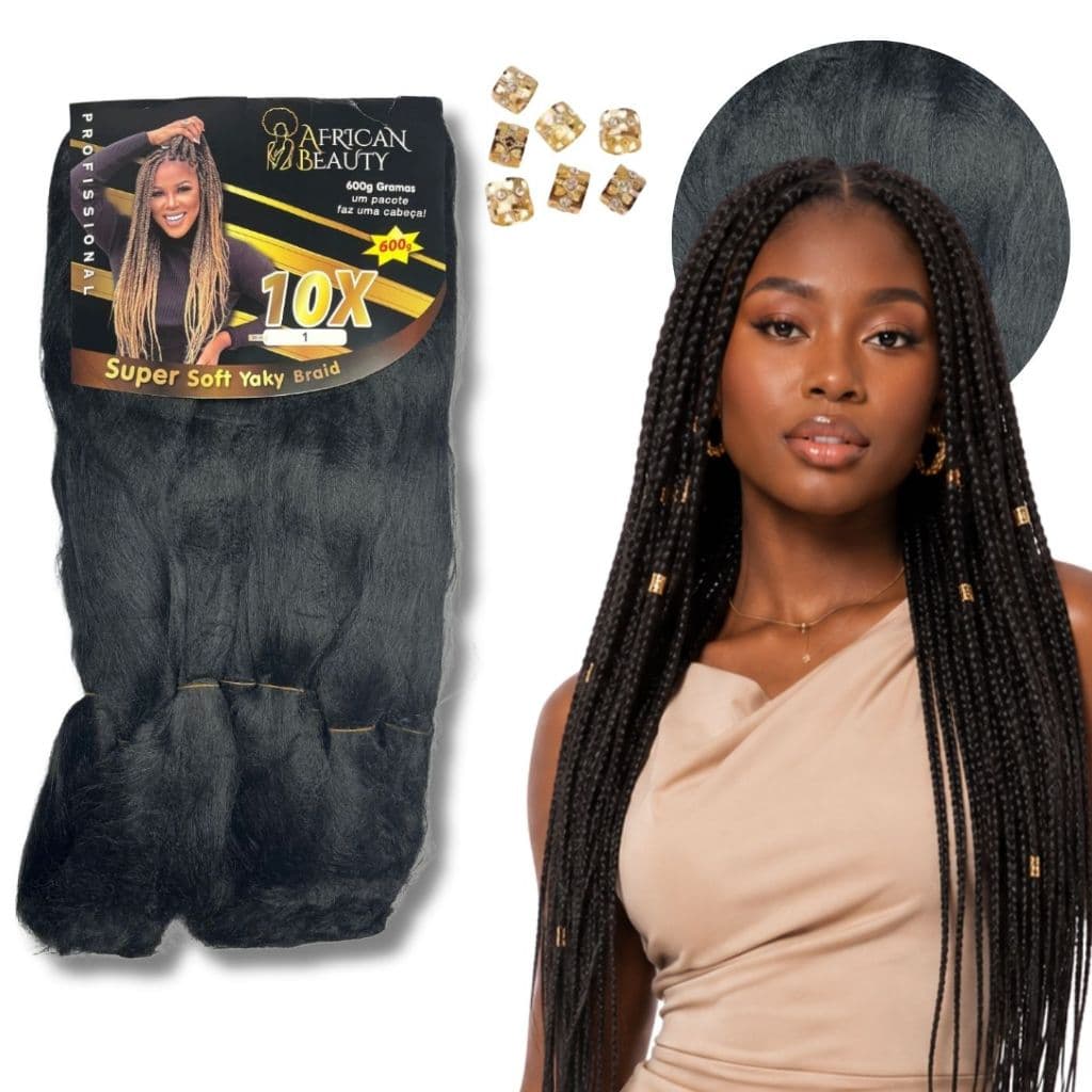 Cabelo Jumbo Tranças Afro Yaki Premium FIbra Box Braids Fulani 600g 10x Crochet Faz uma cabeça