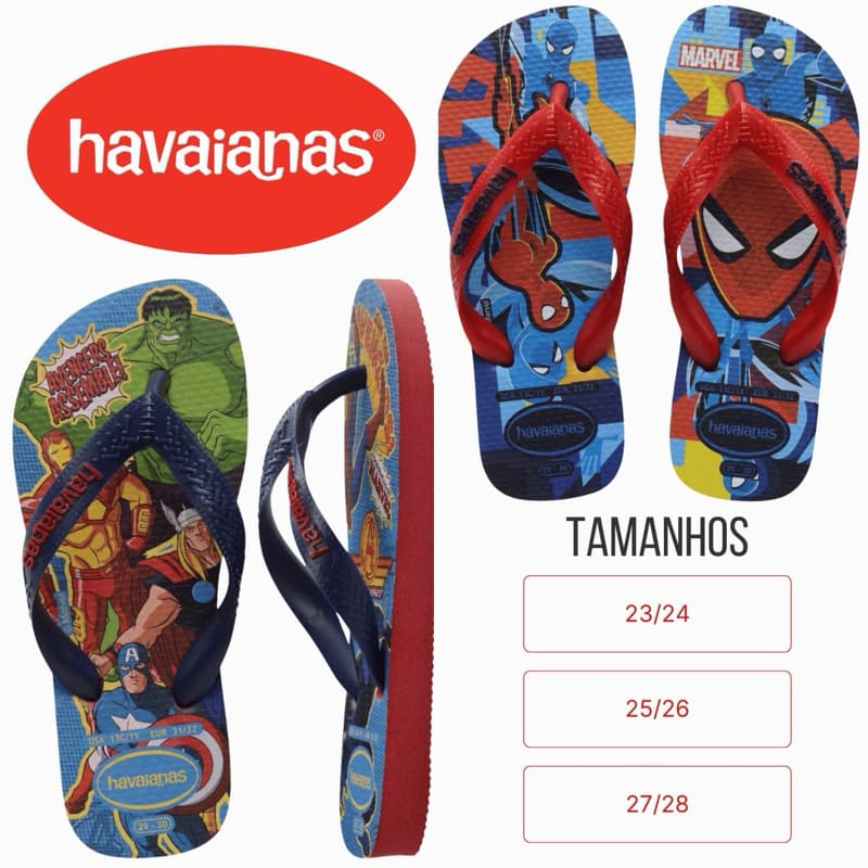 Havaianas Infantil Menino, Top Marvel ll, Havaianas Infantil Original