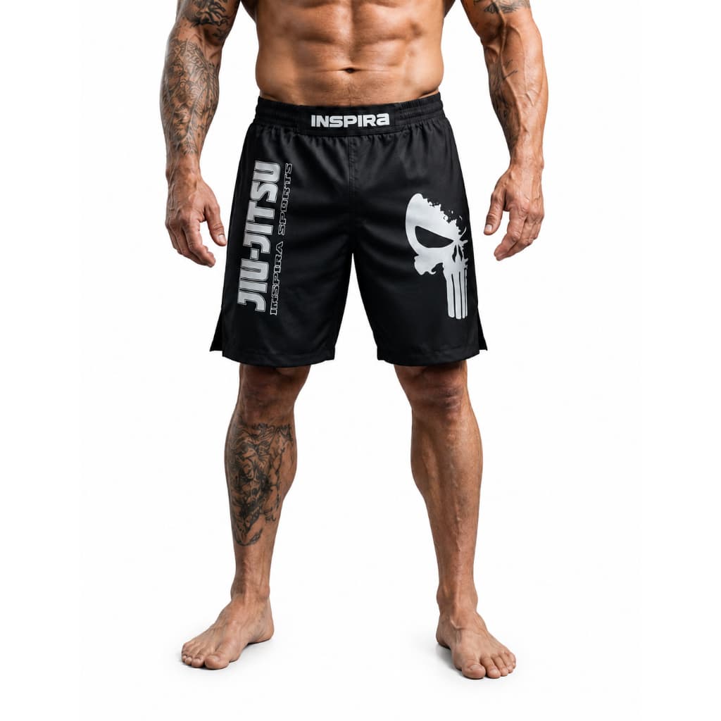 Bermuda Pra Jiu Jitsu Nogi Masculina Caveira Justiceiro Preta Competido
