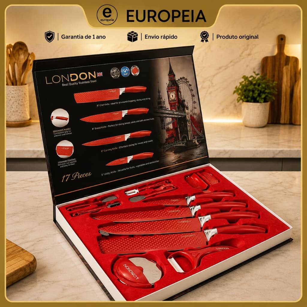 Kit de facas 17 peças londonoriginal Multiuso Jogo Completo