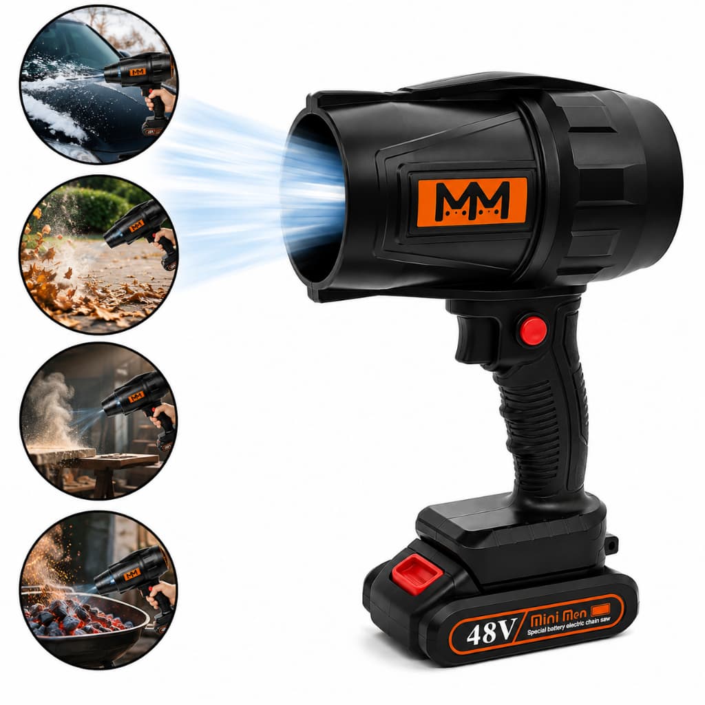 Soprador de Folhas Turbo Alta Potencia 1100w Compacto e Portátil + Bateria 48V