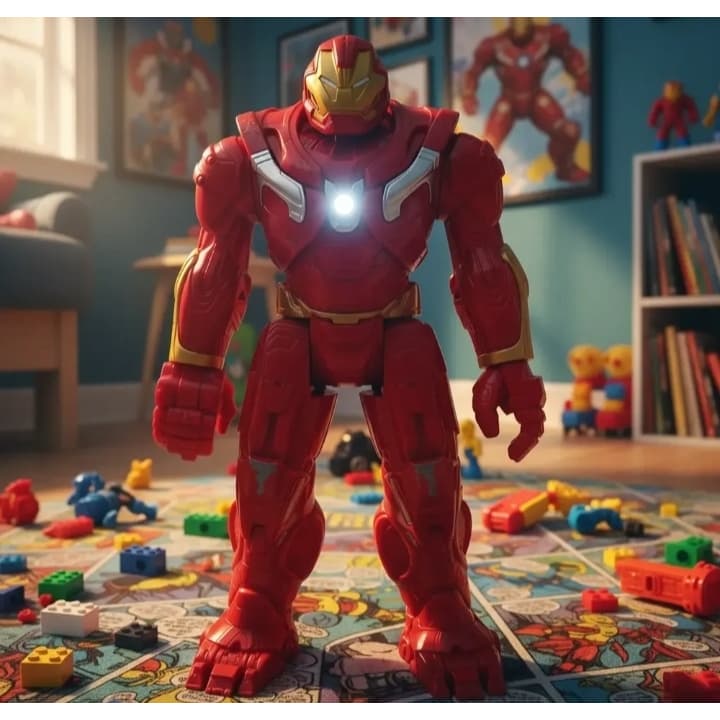 Boneco Hulkbuster Vingadores Avengers Grande 30 Cm Articulado Luz E Som De Batalhas Lutas Heroes