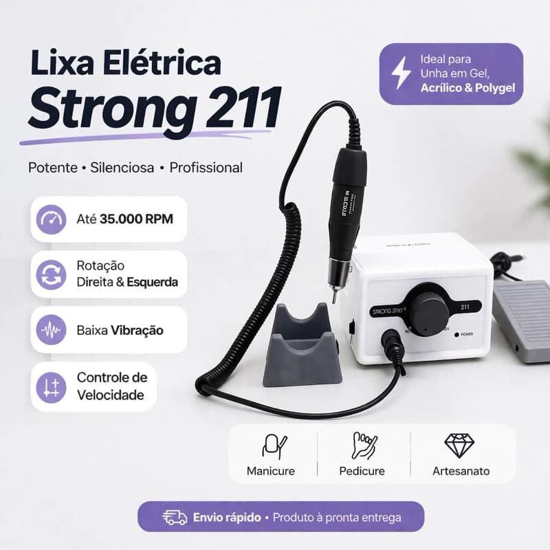 Motor Lixadeira de Unhas Strong 211/210 Profissional La Doce Manicure 35000RPM Bivolt 110v/220V