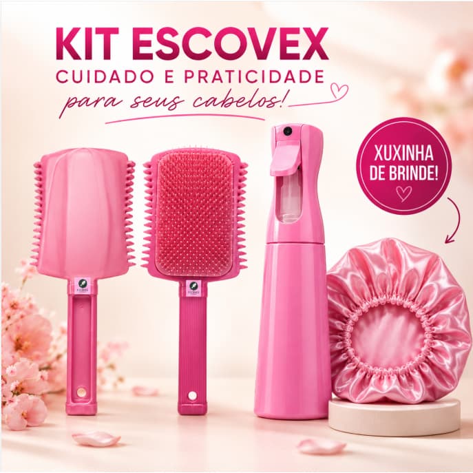 Kit Escova Raquetão Fitagem + Borrifador Cachos Perfeitos Ondulação de Cerdas **XUXINHA DE BRINDE**