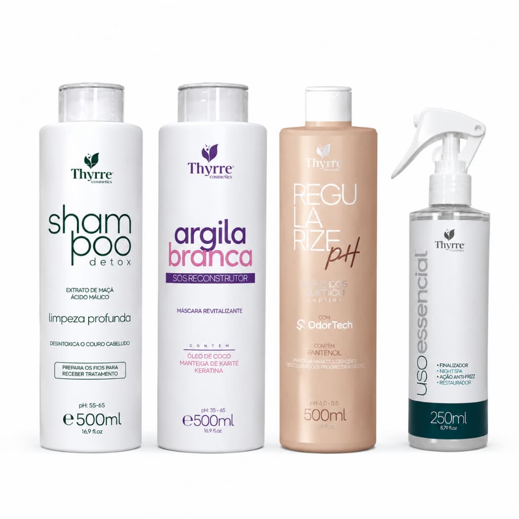 Combão Pós Química (Shampoo detox, Argila branca, Regularize PH e Uso essencial) Thyrre Cosmetics
