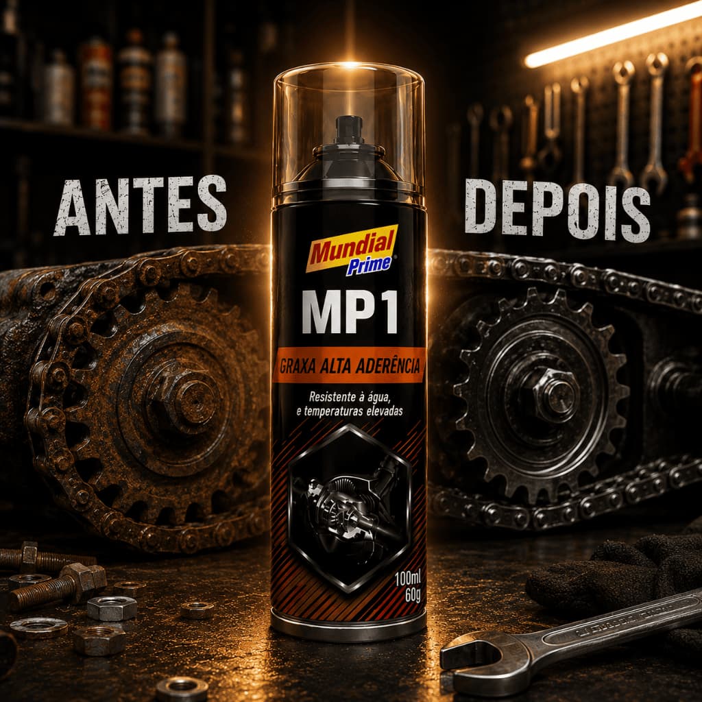 Graxa Spray Alta Aderência 100ml Mundial Prime Lubrificante Correntes Engrenagens Proteção Anticorrosiva Kit 1 2 3 4 5