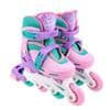 Kit Patins Infantil Ajustável Rosa Claro Tam. 30-33 com Capacete Joelheiras Cotoveleiras e Protetores de Punho