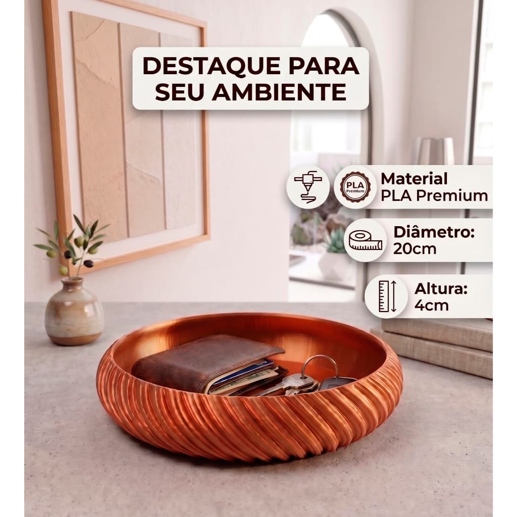 Bandeja Organizadora Redonda Moderna - Cesto Luxo Porta Objetos Maquiagem Joias Centro de Mesa Porta Treco