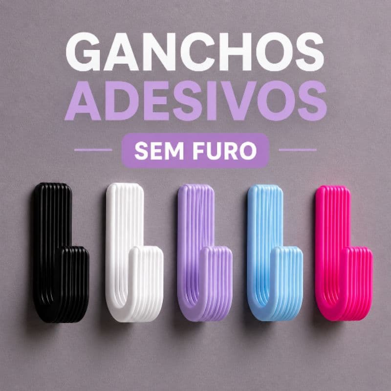 Ganchos Adesivos Parede Sem Furo - Suporte Toalha Bolsa Roupa Banheiro Cozinha Quarto