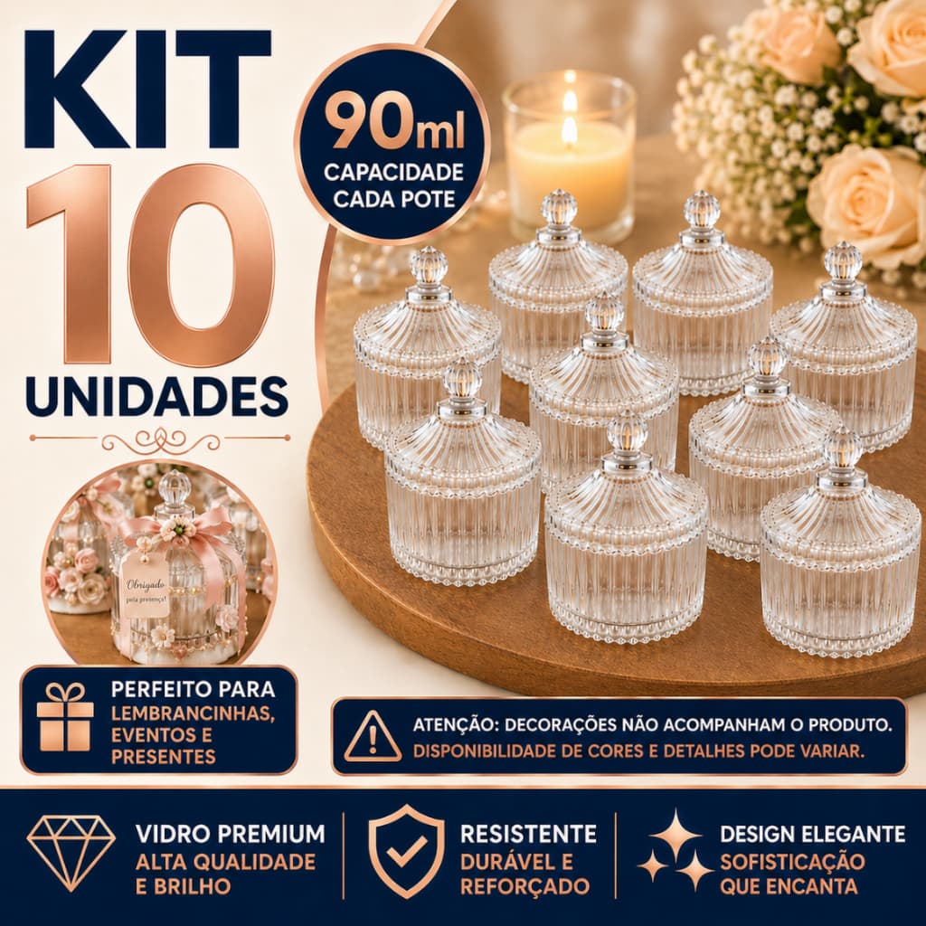 Kit Potiche Bomboniere Mini 90ml Vidro Lembrancinha Casamento Vela Aniversario Batizado