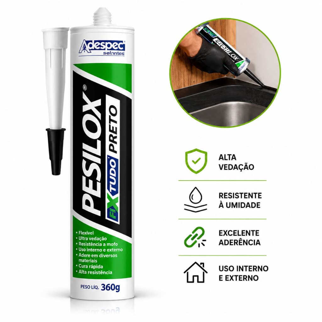 Cola Multiuso Fixa Tudo 360g Adespec Cor Preto - Pesilox