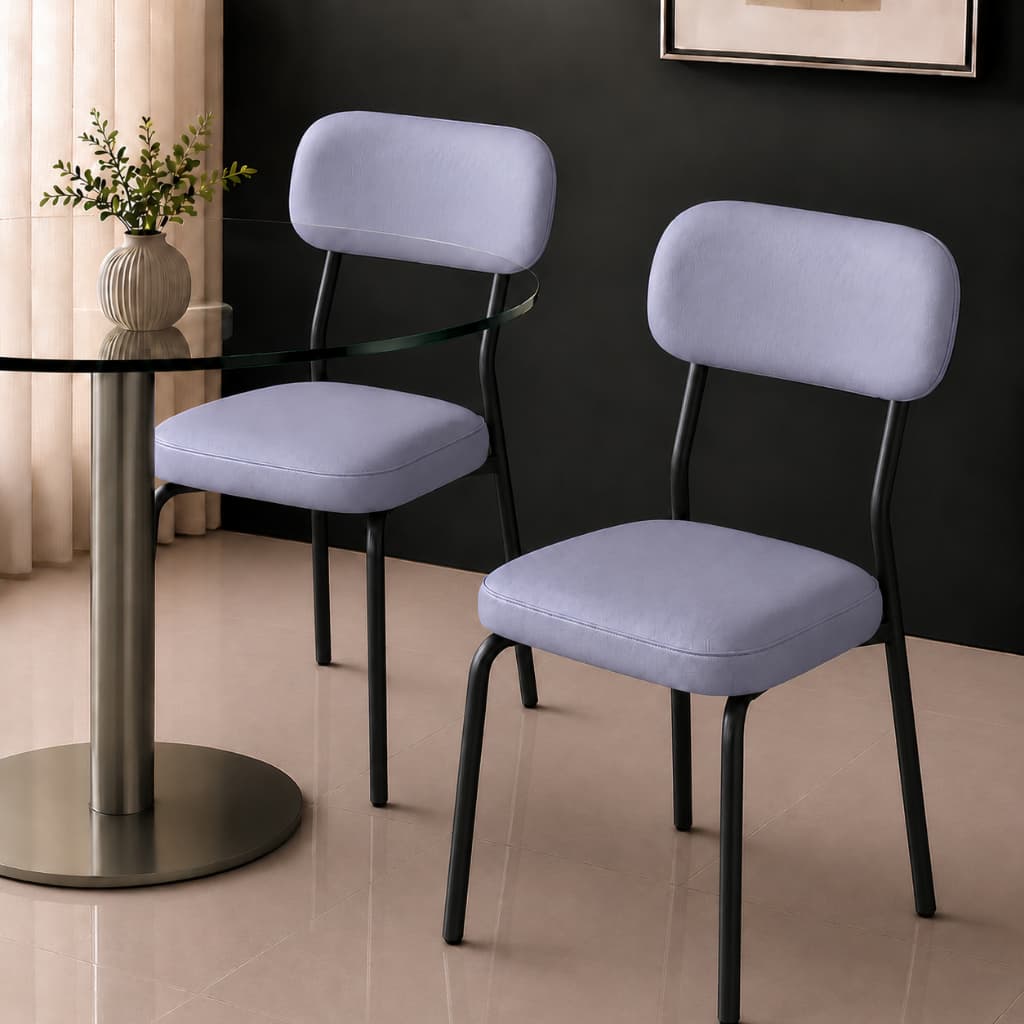 Kit 6 Cadeiras de Jantar Aço Tubular Moderna Cadeira Estofada Escritório Resistente Couro Sintético Sala Jantar