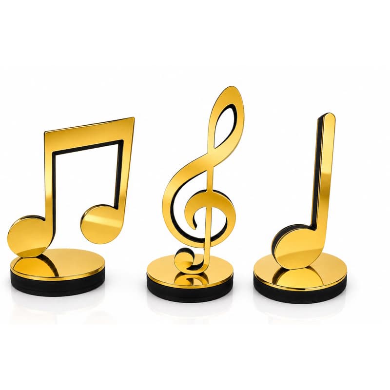 Kit 3 Notas Musicais Decorativas de Mesa com Base | Decoração para Sala, Escritório, Estúdio e Conservatório