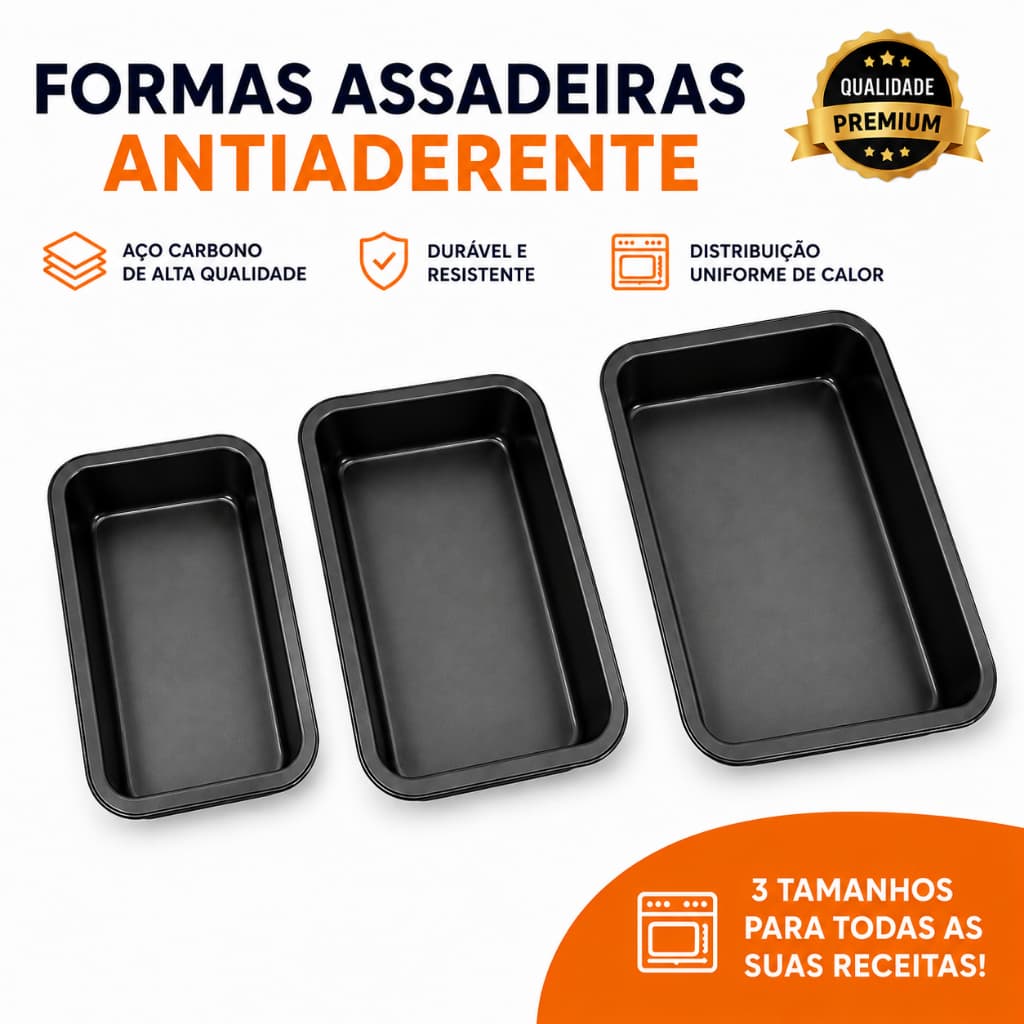 Forma Para Bolo Antiaderente Aço Carbono Assados Lasanha