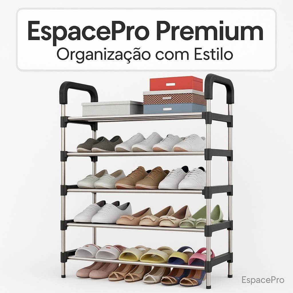 Organizador de Sapatos 5 Prateleiras Compacto Resistente