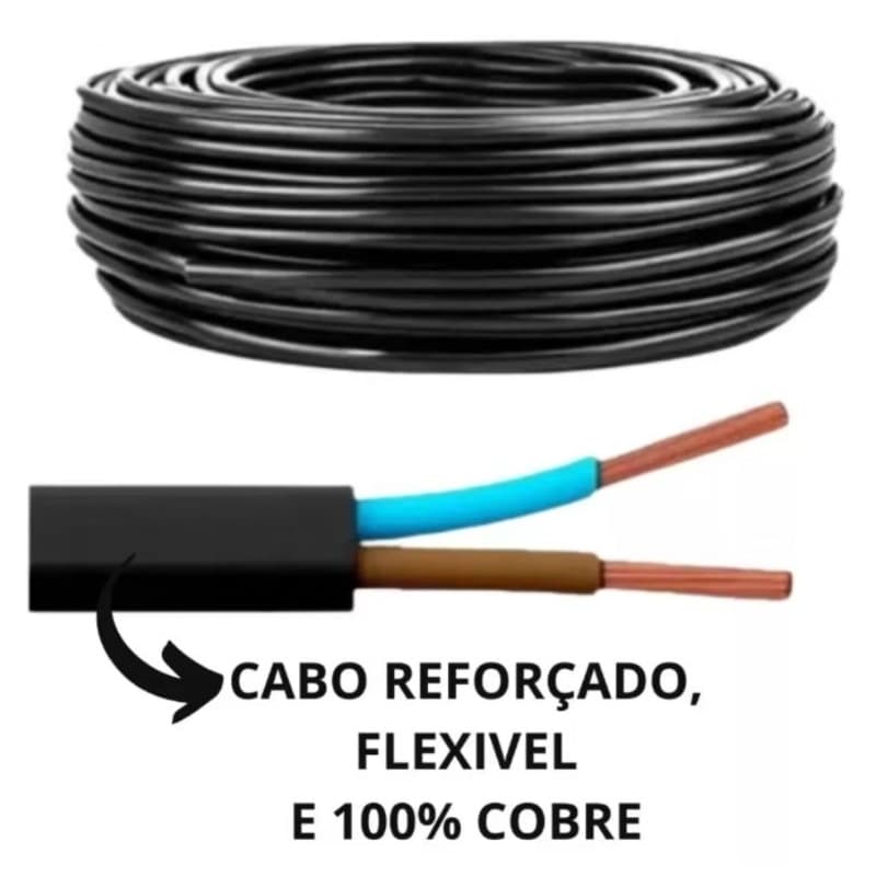 Extensão Eletrica 60 Metros Reforçada Profissional 10/20a 2x1.5