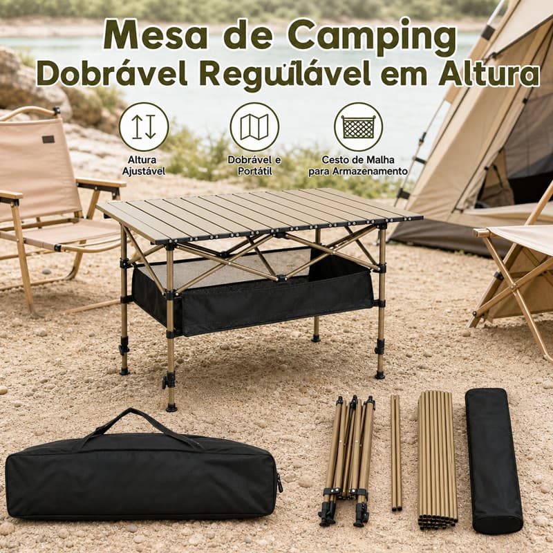 Mesa Dobrável portátil 120X55cm Ultraleve Portátil Alumínio Praia Acampamento Camping Churrasco C/ Bolsa De Transporte