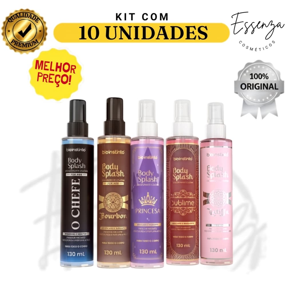 KIT COM 05, 10 OU 12 NOVO BODY SPLASH PERFUMARIA FINA(PODE ESCOLHER)130ML MASCULINO E FEMININO