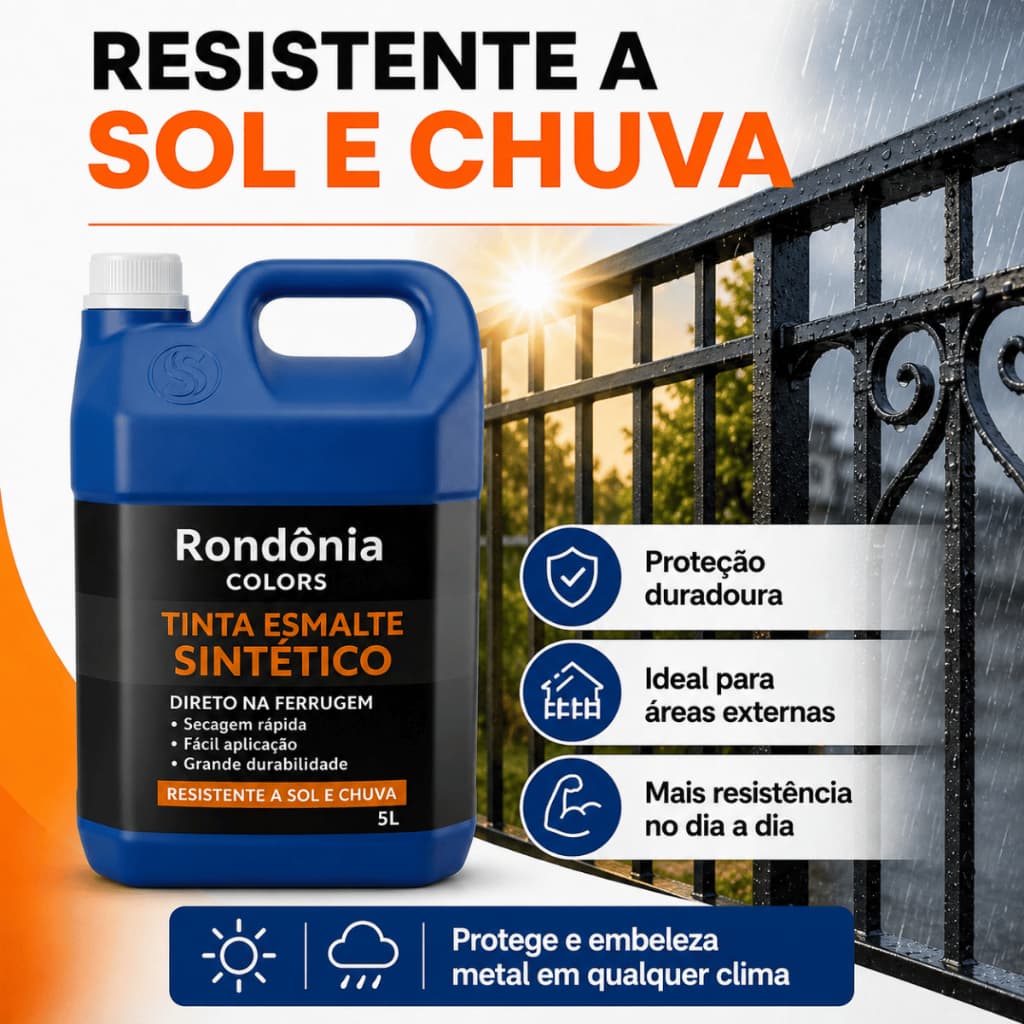 Tinta Antiferrugem Grafite Escuro 5L Esmalte Sintético Portão Grade Alta Proteção Sol Chuva Madeira