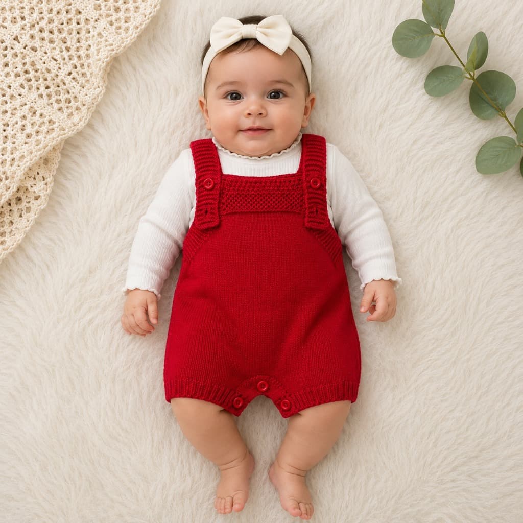 Jardineira de bebê macacão romper verão tricô menino/menina leve e fresco