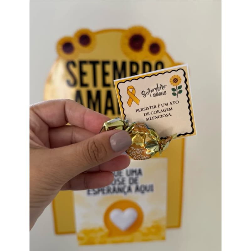Caixa de parede Setembro Amarelo com Tags Motivacionais - Eventos - Palestras - Mimo - Lembrancinha - Recadinhola