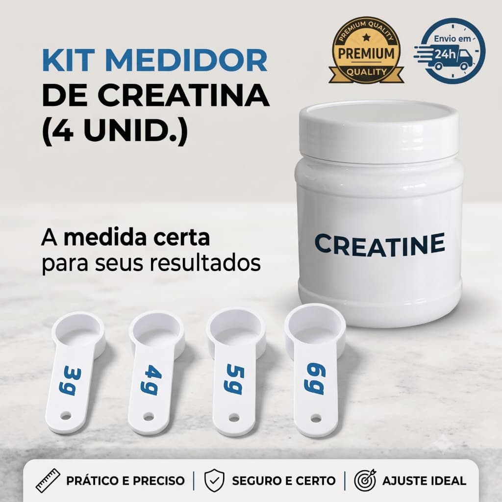 Dosador de Creatina 3g 4g 5g 6g Kit Colher Medidora Scoop Dosadora Suplemento em Pó Academia
