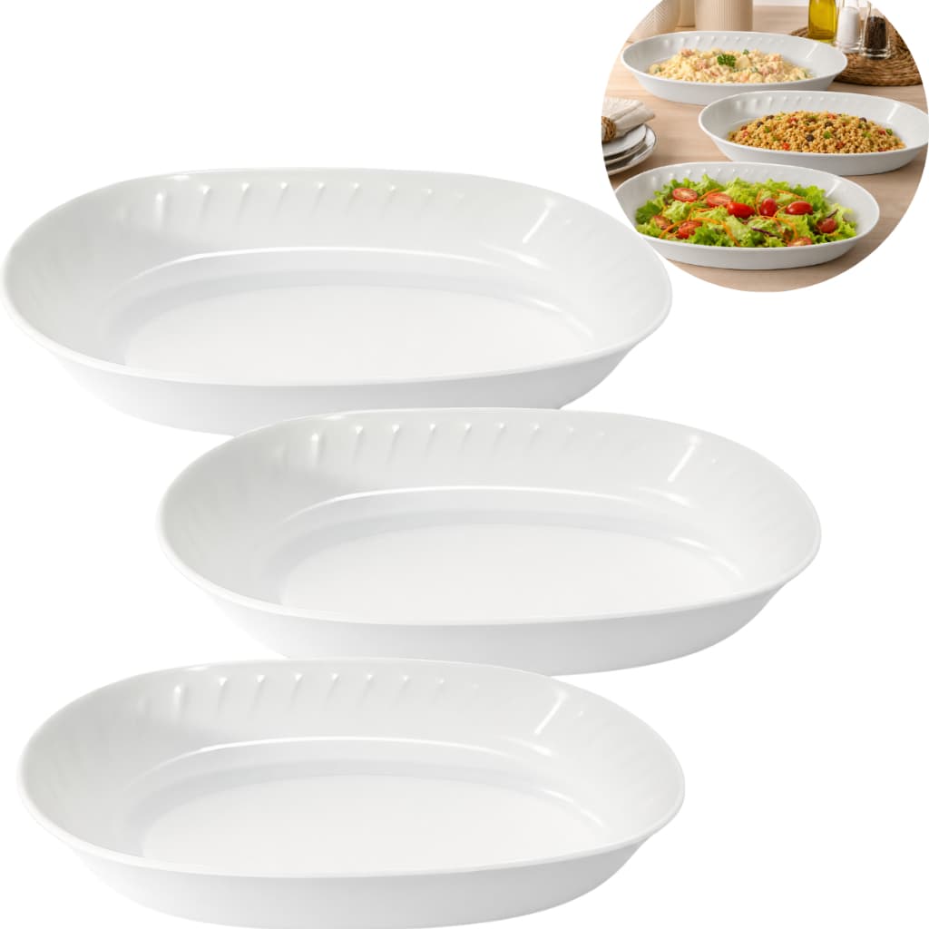 Kit C/ 3 Saladeira Melamina 30cm Resistente Durável Travessa Tigela Oval Bowl