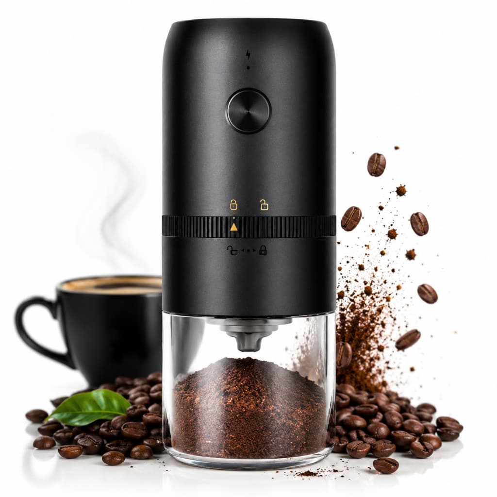 Moedor de Café Elétrico USB Portátil Recarregável Sem Fio Moinho de Grãos com Lâmina de Cerâmica