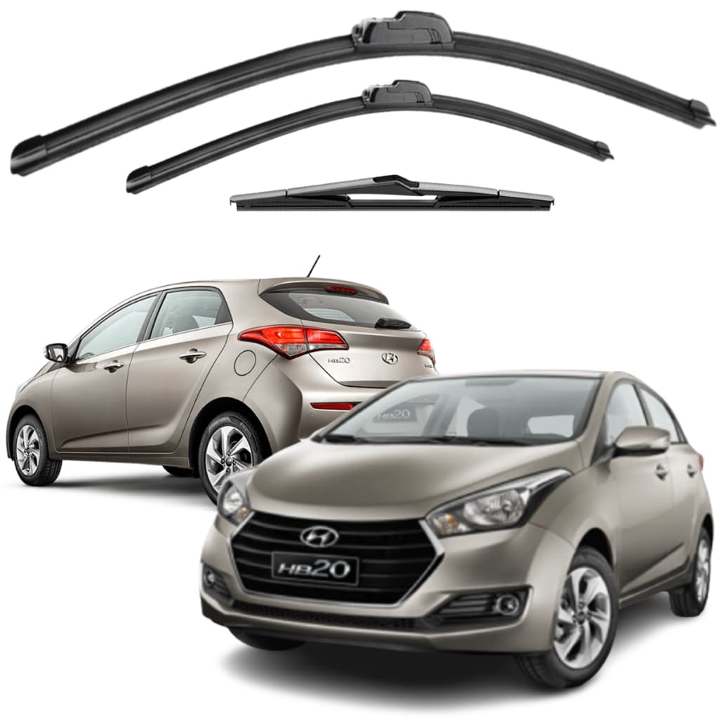 Palhetas Limpador De Parabrisa Silicone Chuva Hyundai HB20 Ano 2013 2014 2015 2016 2017 2018 2019