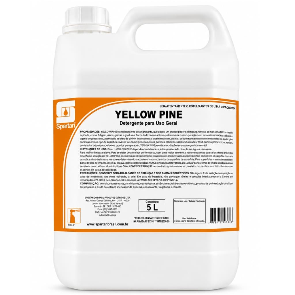Yellow Pine Spartan Detergente Uso Geral Desengraxante Poder De Limpeza Veículos Tecidos Pisos Vidros Original