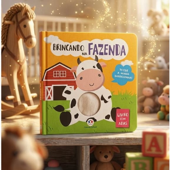 Livro infantil Toque e Sinta Textura Sensorial Mundo da Fazenda