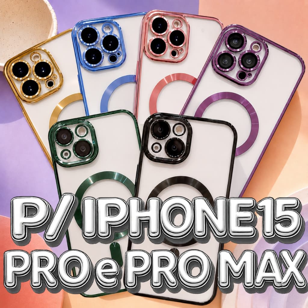 Capa Capinha Para iPhone 15, 15 PRO, 15 PRO MAX Transparente Magsafe Indução Anti-impacto Proteção Colorida Câmera
