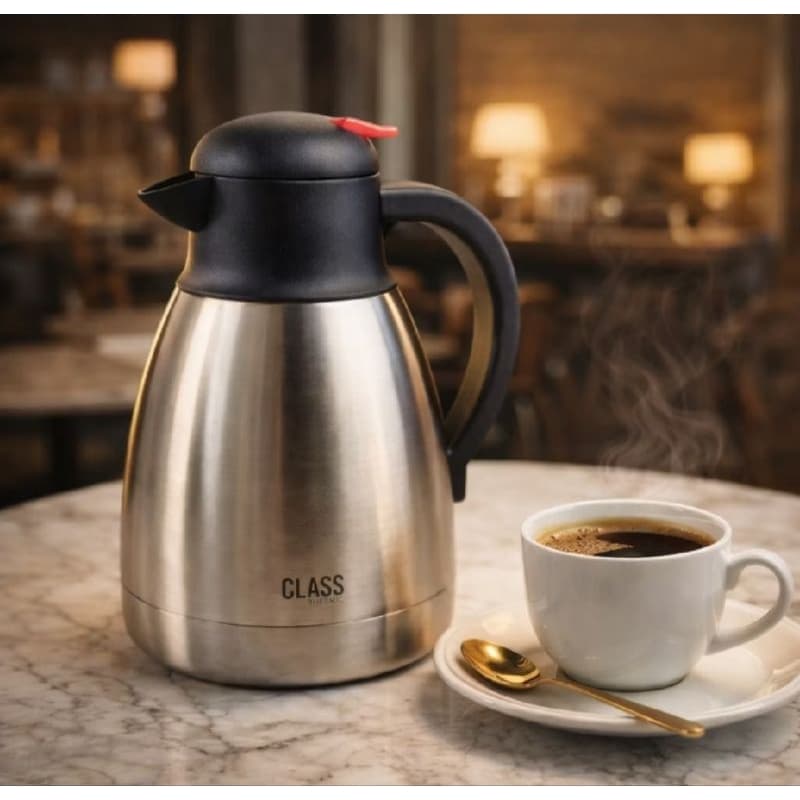 Bule Térmica Aço Inox Para Café  Chá Quente Frio com Parede Dupla Wave com Alça Gatilho 1,5 Litro