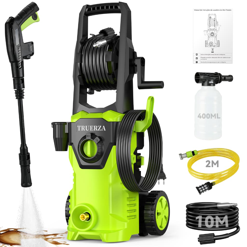 Lavadora de Alta Pressão Truerza C11 Portátil 2200 PSI Com Mangueira de 10 m