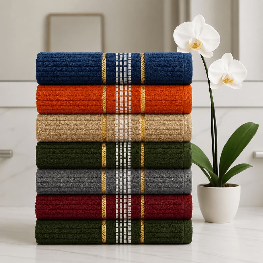 Kit 7, 5 ou 3 Toalhas de Banho Canelado 70 x 130 cm 100% Algodão Alta Absorção