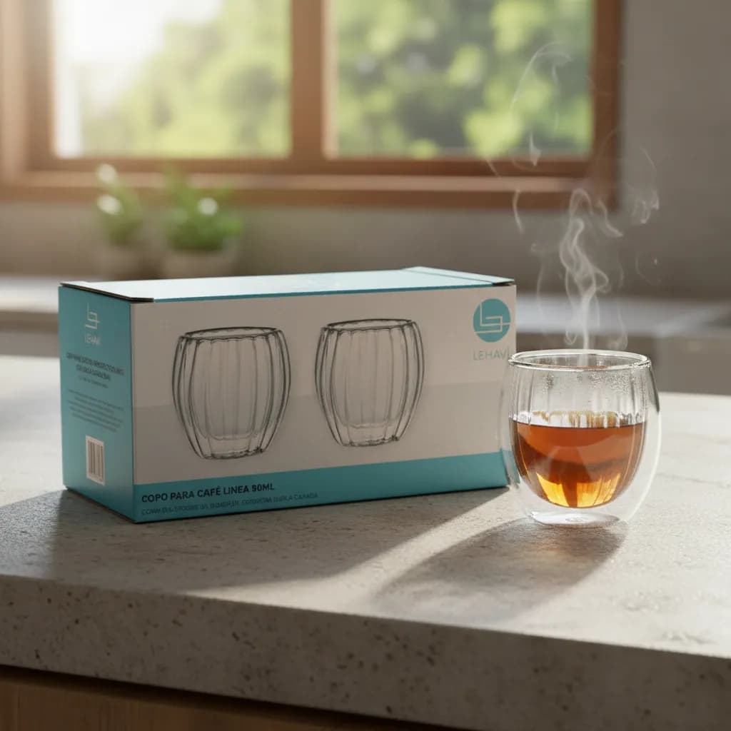 Conjunto com 2 Copos Café Borossilicato Linea 90ml