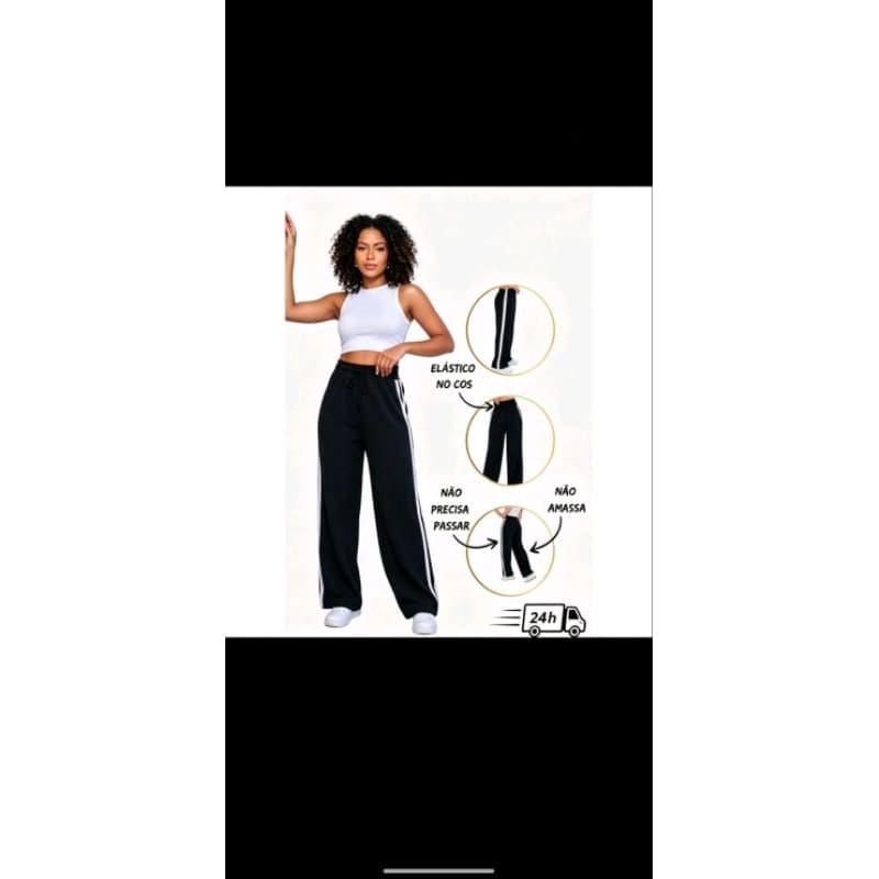Calça Pantalona duna com listras laterias
