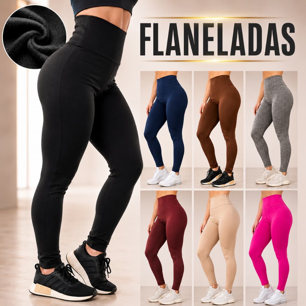 Calça Legging Flanelada Feminina Peluciada Cintura Alta Térmica Inverno Zero Transparência