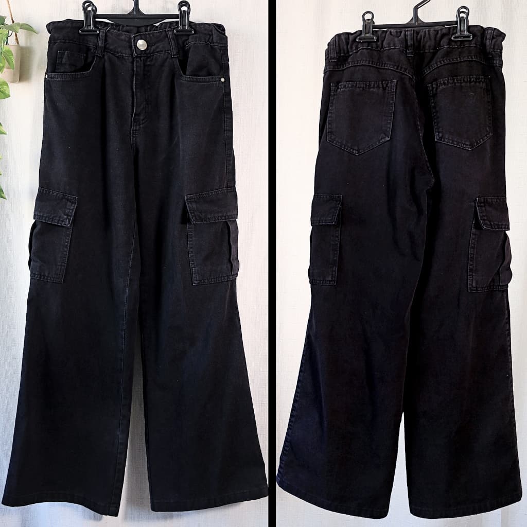 Calça cargo Preta feminina TAM PP, pantalona [MEDIDAS NA DESCRIÇÃO] [BRECHÓ]