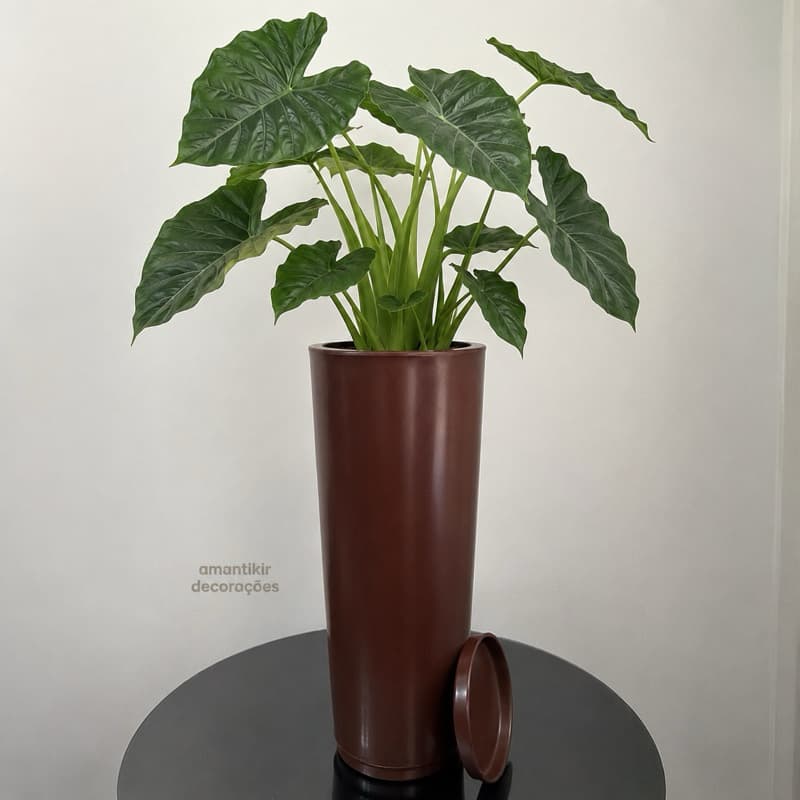 Vaso de Planta Decorativo Ibiza Classic Liso Moderno  Tamanho M C/Prato -  Ref. 31