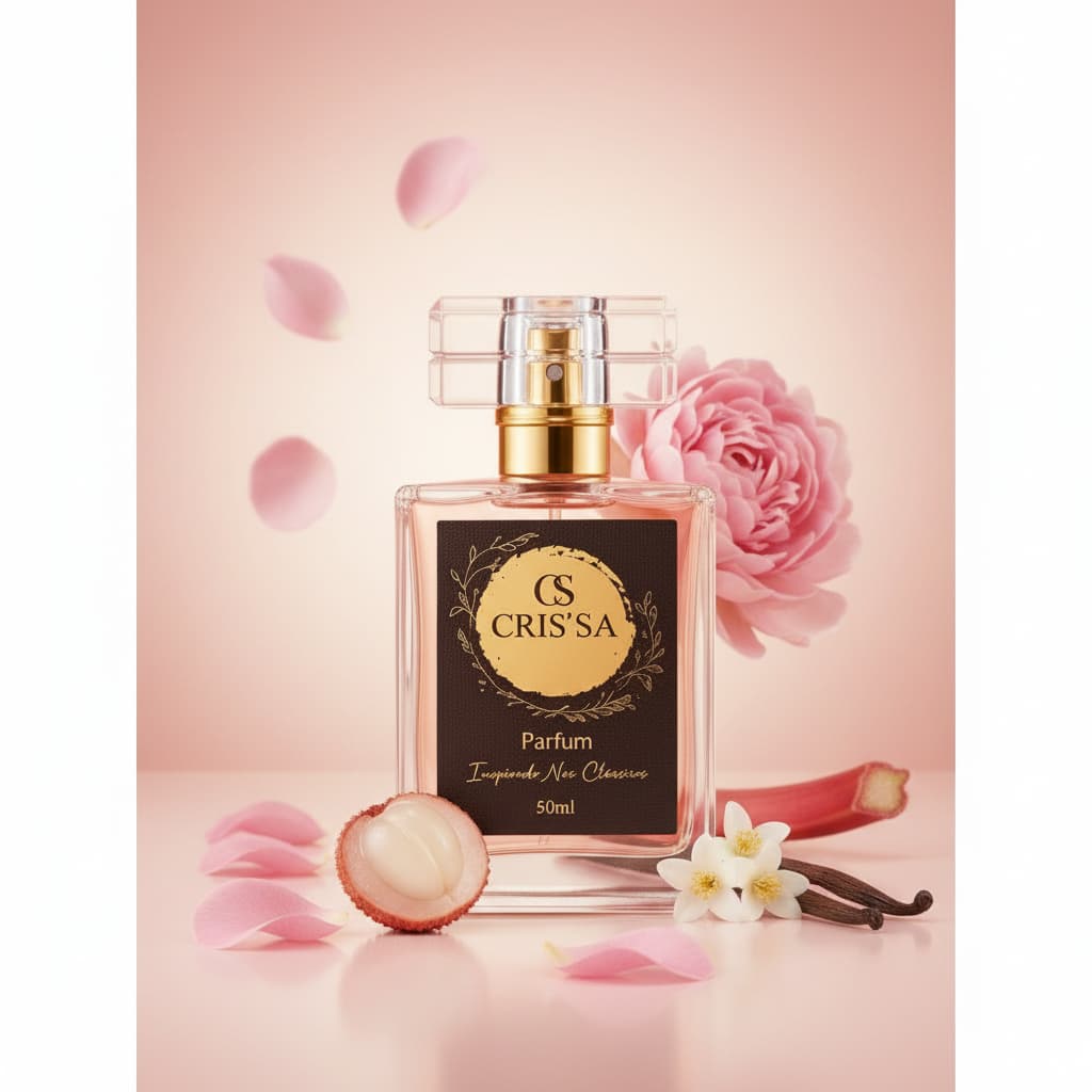 Perfume Feminino Dellina Rosé 50ml Lichia Bergamota Citrico Jantares Balada Festa Sedutor Cris'Sa