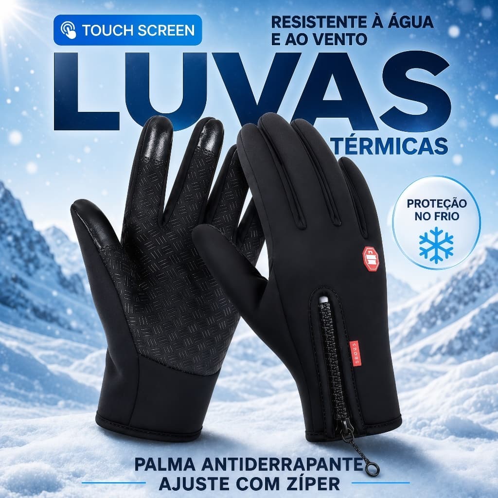 Luva Térmica Impermeável Moto E Bike Touch Screen Antiderrapante Unissex Para Frio Ciclismo Esportes E Trilha
