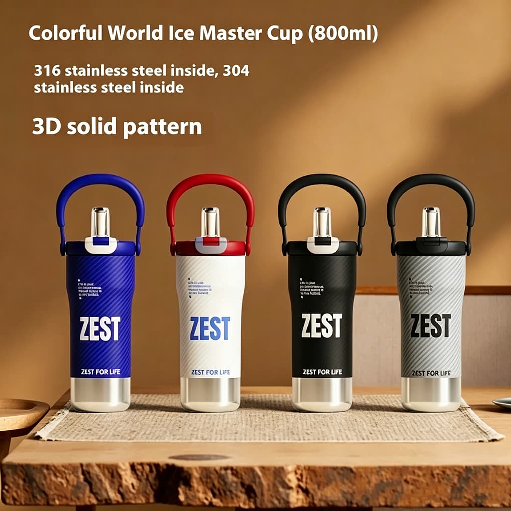 Garrafa Térmica Inox 800ml com Tampa Segura Aço 316 Isolamento a Vácuo Duplo para Café Água Quente e Gelada