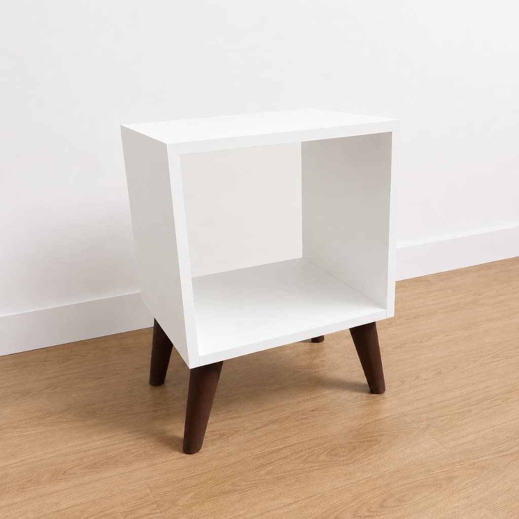 Nicho  mesa de cabeceira branco MDF com pés palito| decoração - Ideal para espaços pequenos ou ao lado da cama
