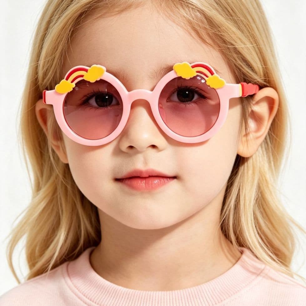 Óculos de Sol Infantis Arco-íris e Nuvem – Proteção UV e Estilo Fofo para Bebês