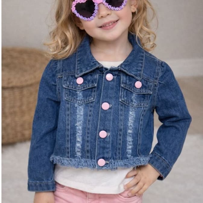 Jaquetinha Jeans Molinho Meninas  Infantil Bebe 01 a 03 anos